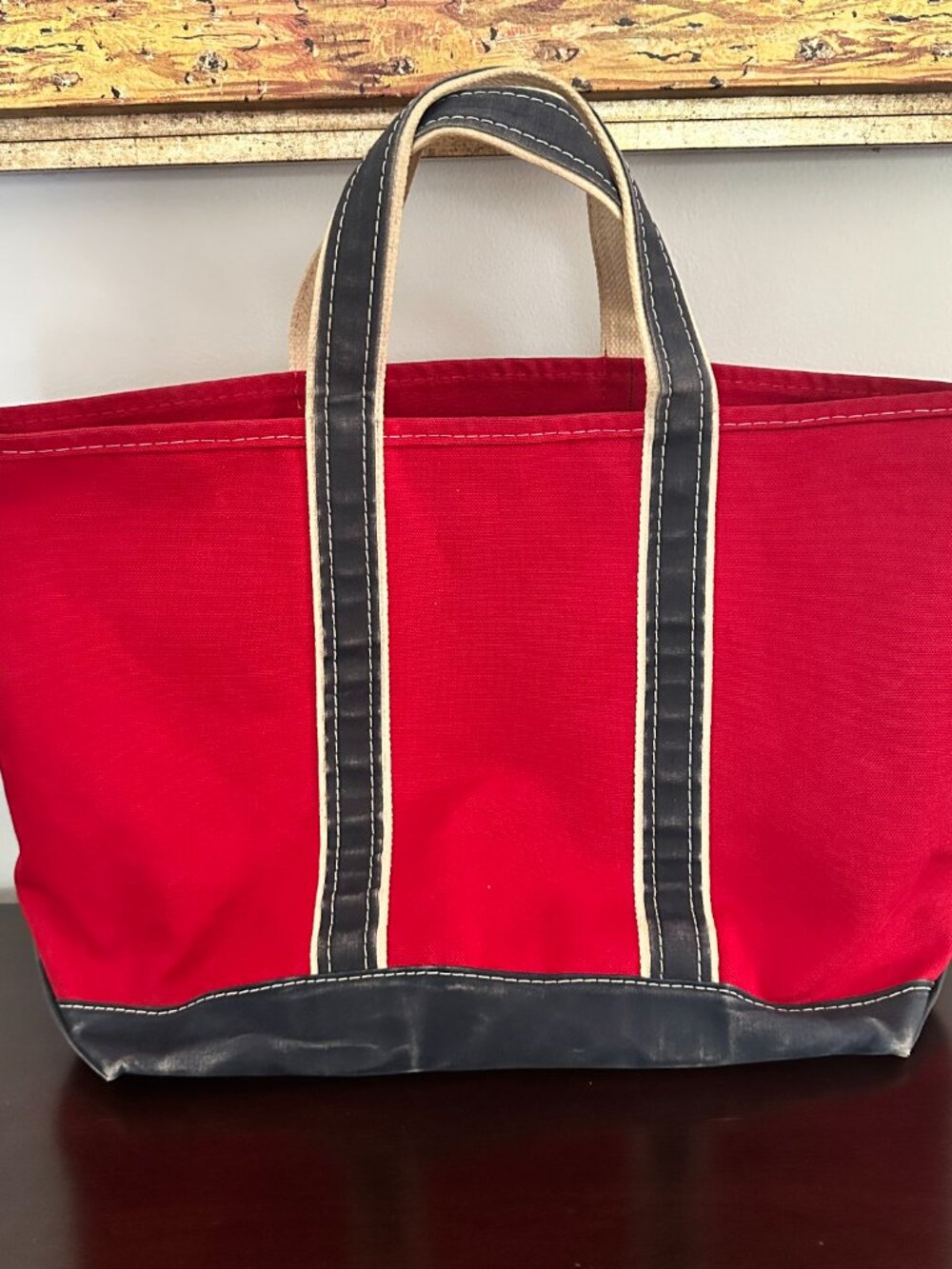 Rare Vintage 80s L.L. Bean Boat And Tote Red Blue Canvas Large Bag - Picture 13 of 16